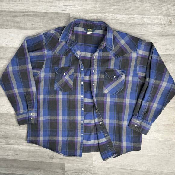 Vintage Men’s OshKosh B’Gosh Pearl Snap Flannel Shirt Plaid - Picture 1 of 6